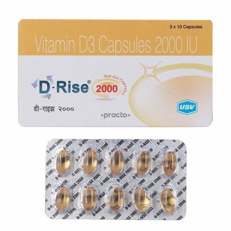 D-RISE Vitamin D3 Capsules 2000IU - Triom Pharmaceuticals